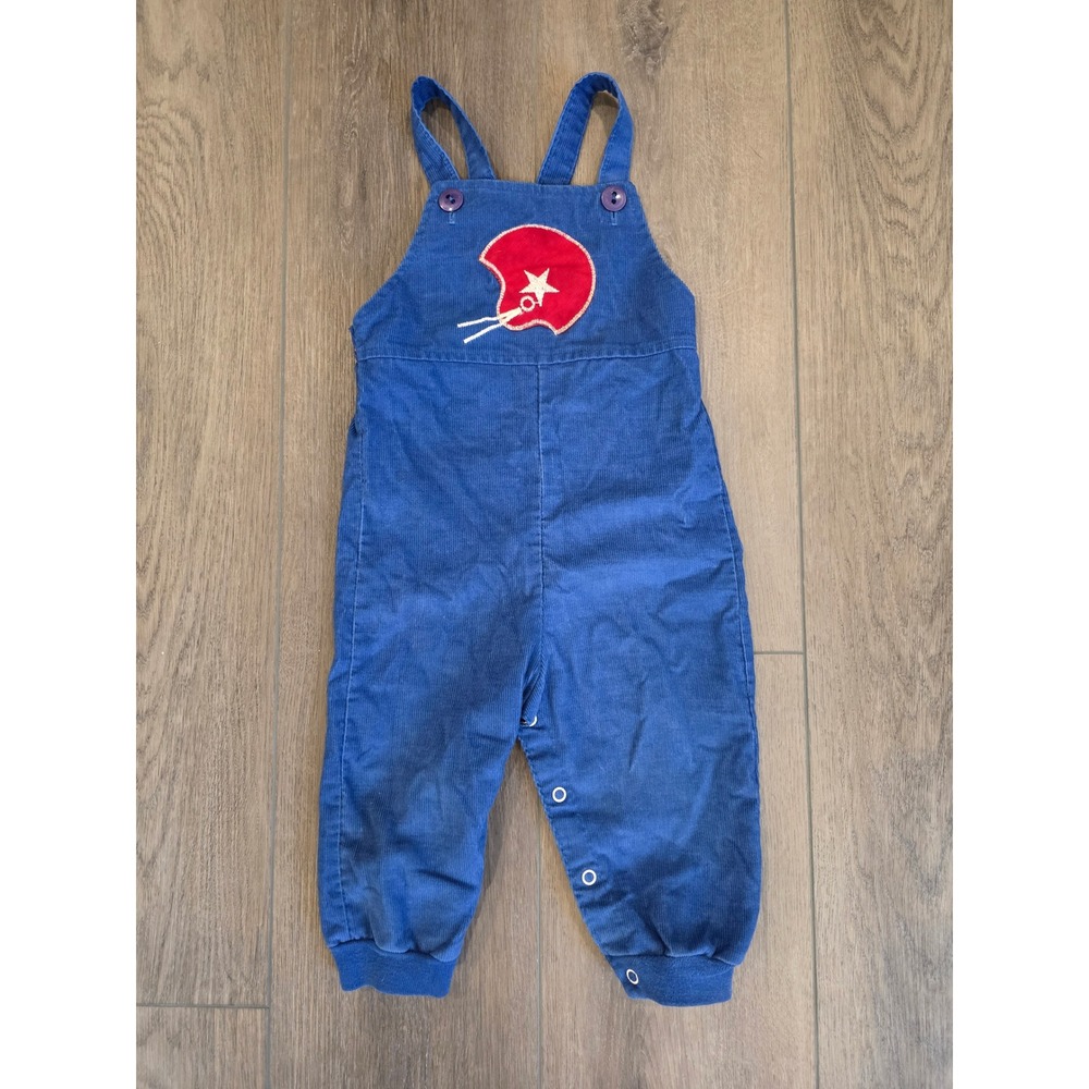 Vintage Healthtex 1980s Size‎ 24 months Blue Corduroy Football Overalls